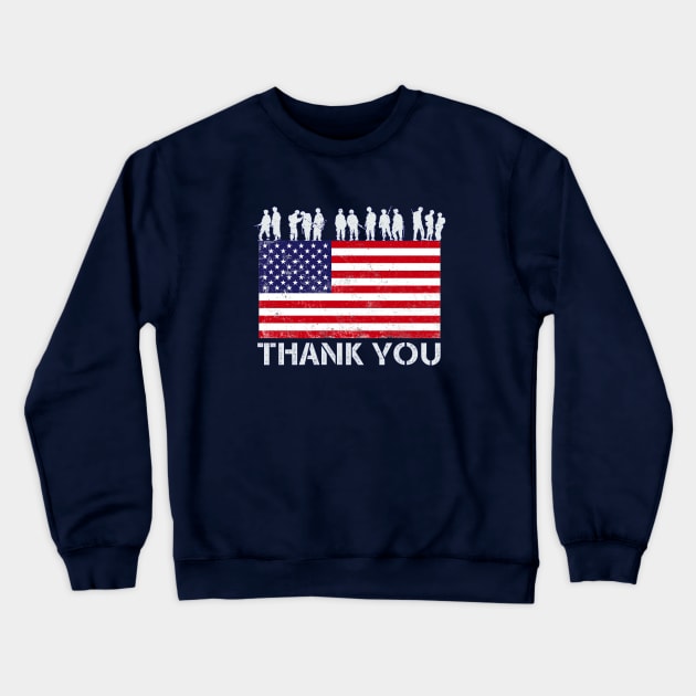 Thank you Soldier Patriotic American Flag Crewneck Sweatshirt by Jose Luiz Filho